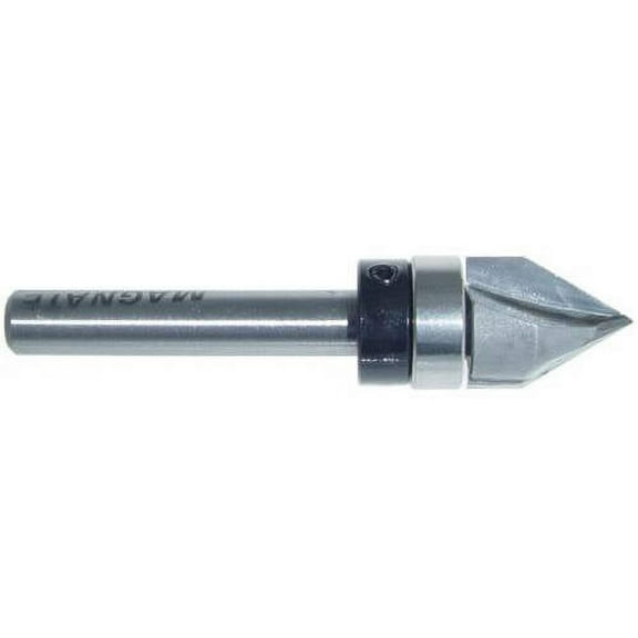 Magnate 741 V-Grooving with Top Mounted Bearing Router Bit — 60 Degree; 1/2" Cutting Diameter; 1/4" Shank Diameter; 5/8" Cutting Length; 1-1/4" Shank Length