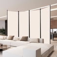 thumbnail image 7 of YASRKML 6FT 4 Panel Rolling Room Divider, Self-lockable Room Dividers and Folding Privacy Screens with Wheels, Partition Privacy Screens , Portable Wall Divider for Room Separation, Beige, 7 of 7