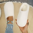 thumbnail image 5 of Women Slippers Non-Slip Flat Heel Closed Toe Slip-on House Warm Shoes Women's Fashion Casual Home Indoor Outdoor Plus Velvet Warm SlippersWhite 7.5, 5 of 8