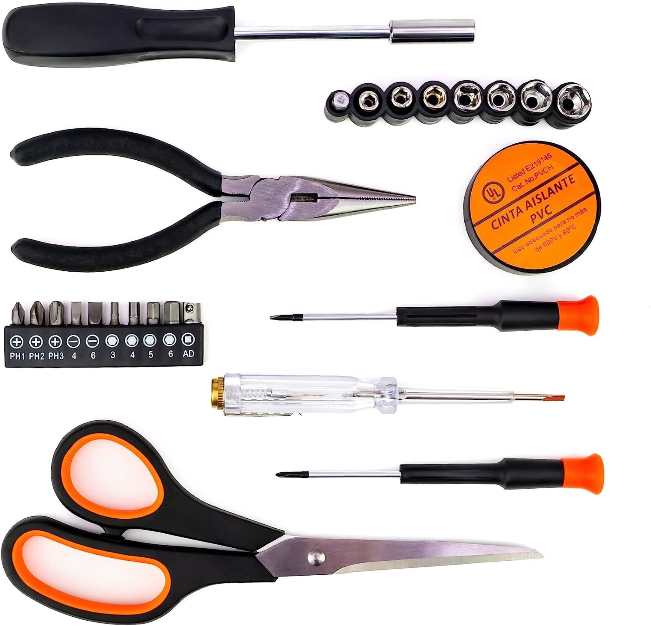 GARDENERA Tool Set Household Tool Kit 25-Piece - General Home/Auto Repair Tool Set with Hammer, Pliers, Screwdriver Set and Toolbox Storage Case - Perfect for Homeowner, DIYer, Handyman