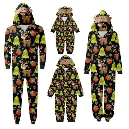 

MIASHUI Sleepwear for Christmas Family Matching Pajamas Sets Printed Long Sleeve Jumpsuit Soft Comfortable Holiday Romper for Mom Mint Green L