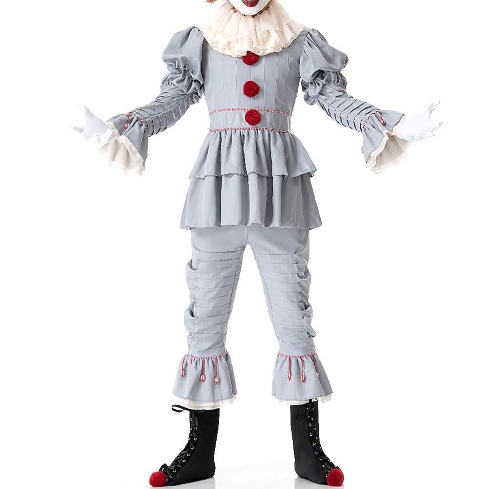 Mens Adult Deluxe Pennywise Costume IT Killer Evil Clown Halloween Fancy Dress 