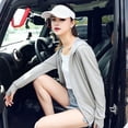 thumbnail image 3 of Mdesiwst Women Sunscreen Coat Zipper Opening Hooded Ice Silk Anti-UV Thin Long Sleeve Great Breathability Pure Color Quick-drying Cycling Camping Jacket, 3 of 7