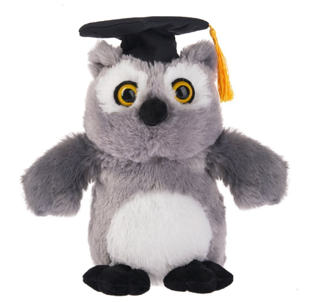 10" Taddle Toes Plush Owl With Black Cap Graduation Aurora