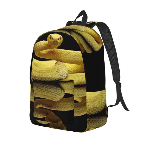 Disketp Yellow White-Lipped Pit Viper Mochila de Lona Estampada, Mochila Escolar de Viaje Ligera para Estudiantes y Portátil-Small