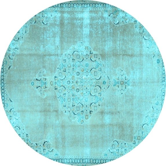 Ahgly Company Indoor Round Persian Light Blue Traditional Area Rugs, 5' Round