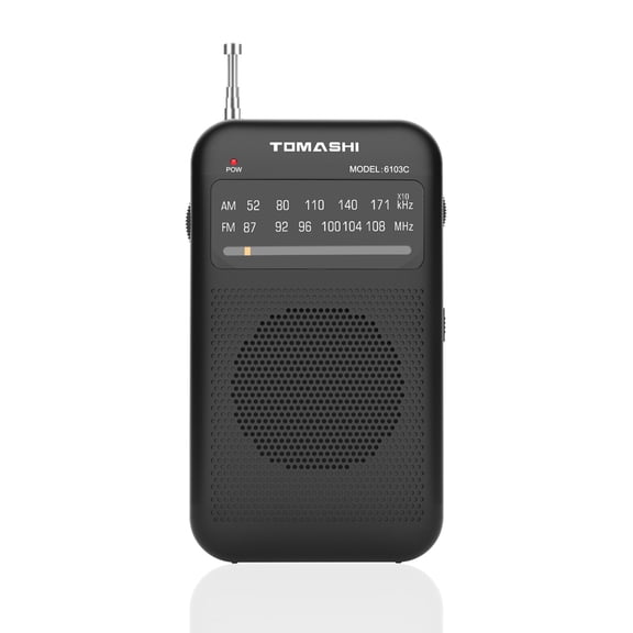 TOMASHI Portable Transistor Radio AM/FM/SW, Telescopic Antenna, Large Tuning Knob, LED Indicator, Battery Operated Small Radio with Earhone Jack, Compact Radio for Seniors, Travel & Emergency Use