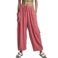 thumbnail image 1 of WILLBEST Pantalones Casuales Cómodos de Cintura Elástica con Pliegues y Pierna Ancha para Mujer, Ideales para Uso Diario y Atuendos elegantes. Mediana, 1 of 7