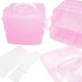 thumbnail image 4 of Caja organizadora apilable para manualidades Casewin, pequeña caja de almacenamiento de 3 capas con compartimentos ajustables para cuentas, manualidades, joyas y aparejos de pesca, color rosa, 4 of 7