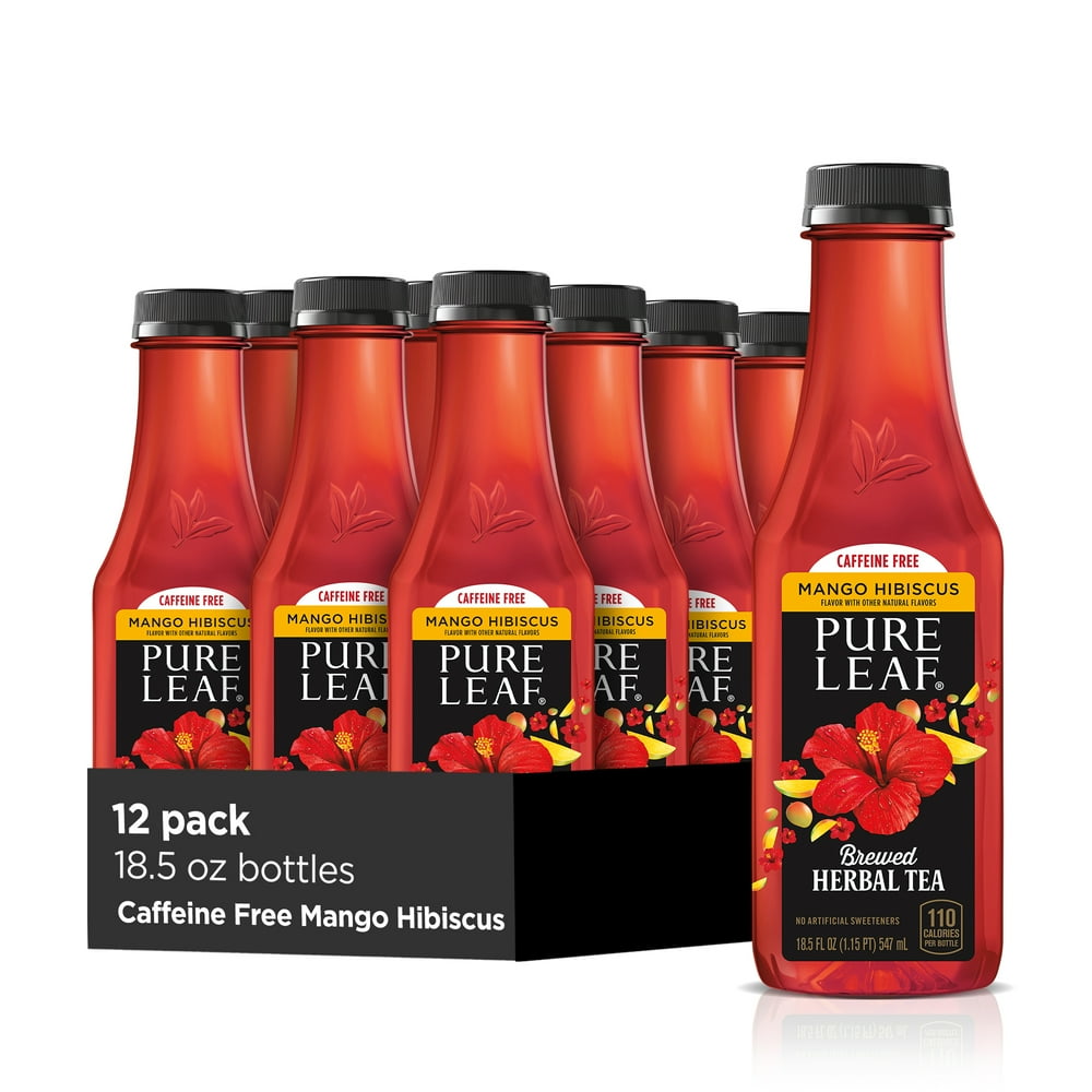 (12 Bottles) Pure Leaf Caffeine Free Mango Hibiscus Brewed Herbal Iced