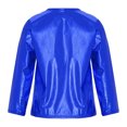 thumbnail image 2 of YONGHS Kids Girls Boys Metallic Shiny Shirt Blouse Jazz Dance Stage Performance Tops Royal Blue 9-10, 2 of 5