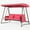 Red, variant on Champagne Color Outdoor 3 Metal Swing Chair With Cushion & Adjustable Canopy - Steel Construction, Waterproof Fabric Seat, Versatile Bed Option, Soft Foam Filled Cushion, Enhanced Suspension 3 In