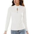 thumbnail image 2 of Wowcloth Womens Solid Color Long Sleeve Reversible Thermal Top, Soft Fleece Lining, Warm and Comfortable for Everyday Wear and Layering, 2 of 5