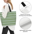 thumbnail image 3 of Pofeuu Light Green Squares Print Reusable Grocery Bags - Washable, Foldable, Packable Tote, Large Handles, Heavy Duty, Zippered Top Pouch, 3 of 8