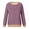 thumbnail image 4 of YABCSAZ Plus Size Long Sleeve Shirts for Women Casual Crewneck Striped Color Block Sweatshirts Soft Comfy Shirt Tops Trendy Pullover T Shirts Blouse, 4 of 5