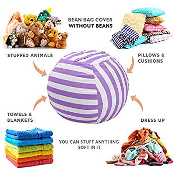 Flower Design Quality Kids Beanbag Chair Plush Toy Beanbag Cover Only. Zelkii Gorgeous Kids Bean Bag Chair Cover Stuffed Animal Storage Bean Bag Soft Cotton Canvas with Stylish Drawstring Backpack
