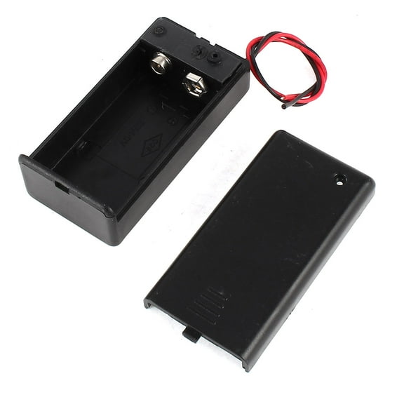 Rectangle Shape 5.5" Leads Battery Holder Box Case for 9V Batteries