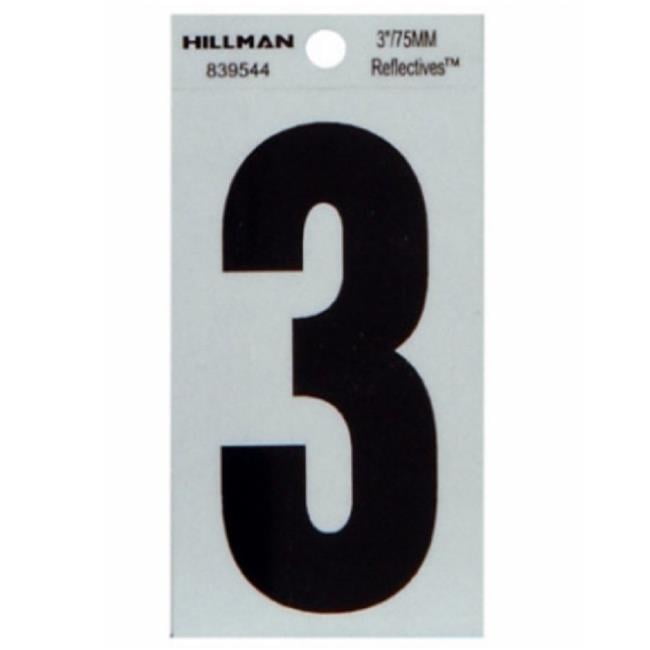Hillman Fasteners 101332 3 in. Reflective Thin Adhesive Vinyl Number 3 ...