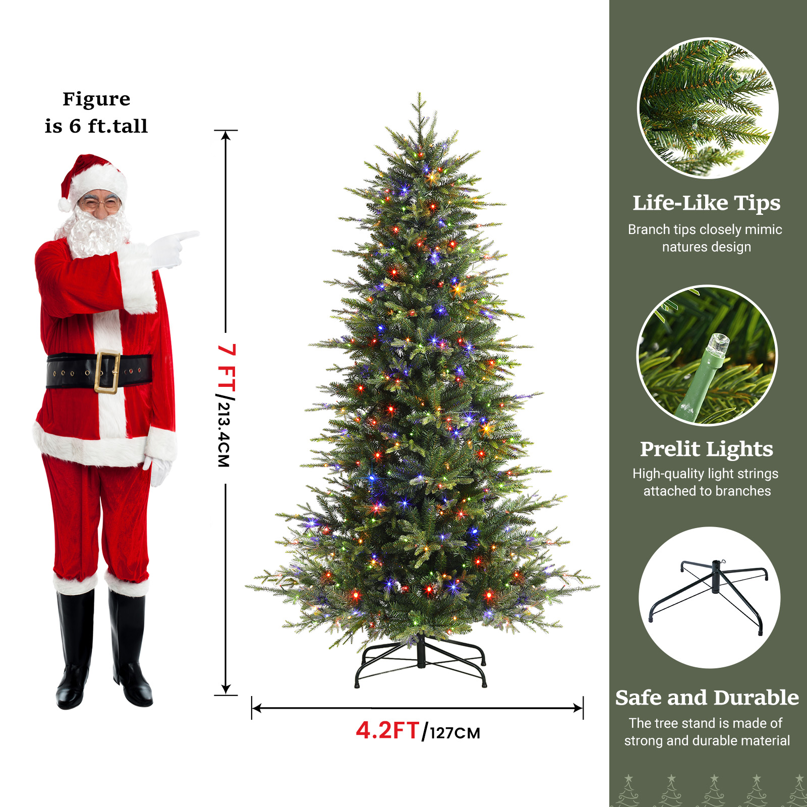 Lolsea 7 Ft Prelit Aspen Noble Fir Artificial Christmas Tree photo 2