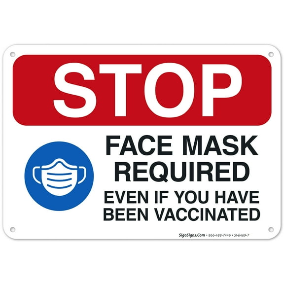 Face Mask Required Even If You Have Been Vaccinated Sign, Covid Vaccine Sign,