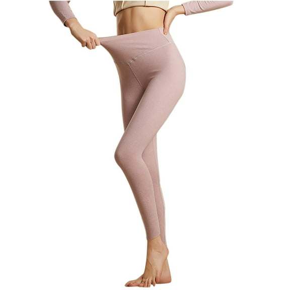 biudgviw Leggings for Women Brushed Warm Thermal Tights Casual Solid Color Dance Yoga Pants Winter Underwear Bottoms