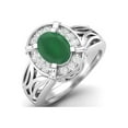thumbnail image 2 of 8x6mm Oval Green Onyx 925 Sterling Silver Filigree Celtic Women Valentines Day Gifts Ring, 2 of 4