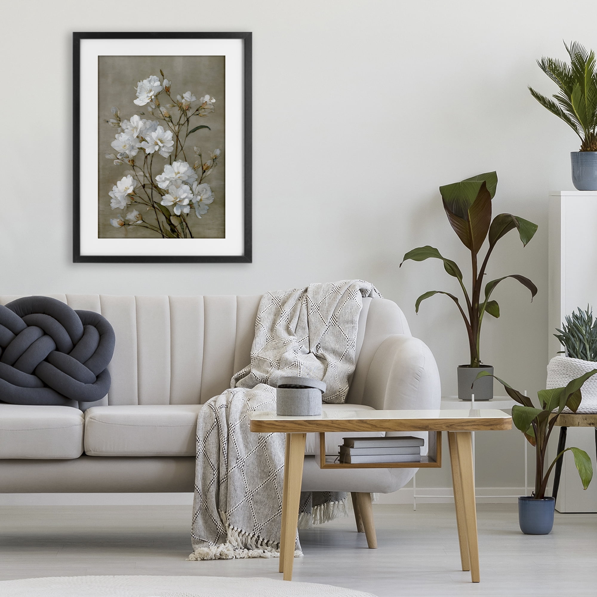 Stupell Industries Aged White Botanical Study Black Framed Print Under Glass, design by Petal Prints Design