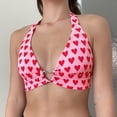 thumbnail image 4 of Pink Heart Print Cute Bustier Crop Top Summer Women Outdoor Tank Top with Bra, 4 of 24