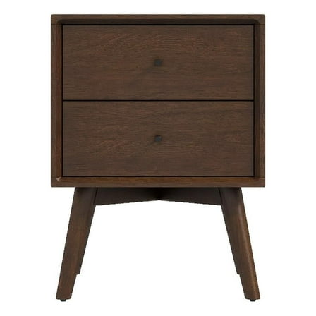 Allora Mid-Century Modern Solid Wood 2-drawer Night Stand in Brown