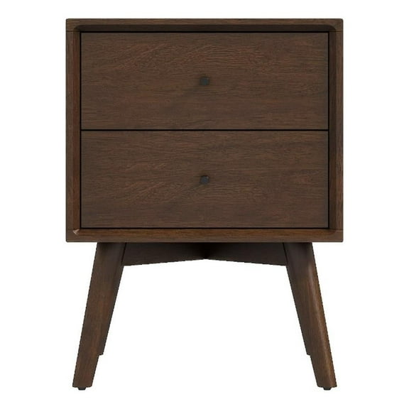 Pemberly Row Walnut Solid Wood Nightstand Bed Side Tables with 1 Drawer