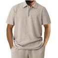 thumbnail image 2 of pstuiky camisetas de hombre, Camiseta informal de verano para hombre, de color liso, con mangas cortas, cremallera y solapa camisas casuales para hombre xxl, 2 of 7