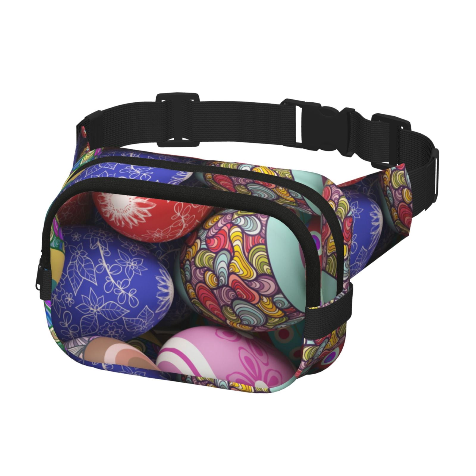 Picia Easter Eggs1 Print Square Double-Layer Waist Bag Mini Adjustable Waist Belt Bag Exercise Running Travel Hiking
