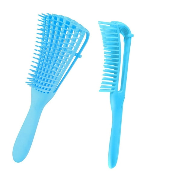 2 Pack Blue Detangling Brush for Curly Hair, Afro Textured 3a to 4c Kinky Wavy for Wet/Dry/Long Thick Curly Hair, ExfoliatingYour Scalp for Beautiful and Shiny Curls
