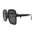 thumbnail image 3 of Womens Mod Thick Plastic Rectangle Butterfly Designer Sunglasses All Black, 3 of 4