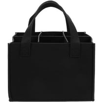 LIOOBO Portable Wine Bottle Storage Bag with Divided Compartments for Home Use Black Felt 12 x 8.5 x 4 inches