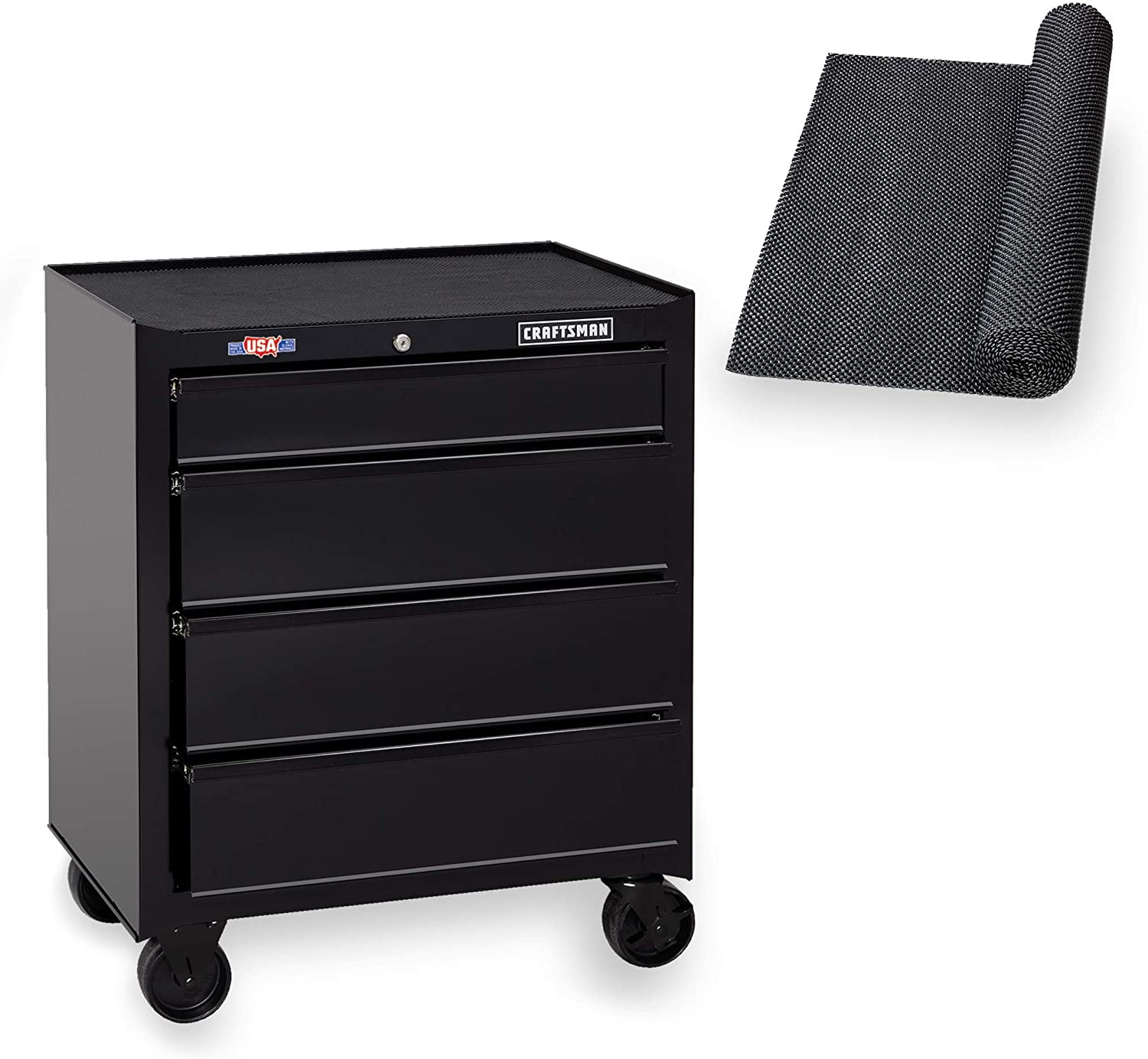 Photo 1 of CRAFTSMAN Tool Chest MISSING DRAWER LINER, 26-Inch, 4 Drawer, Black (CMST82765BK), DENTED. 