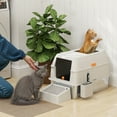 thumbnail image 2 of PawHut Stainless Steel Cat Litter Box, Litter Pan Tray with Lid, Scoop, 2 of 10