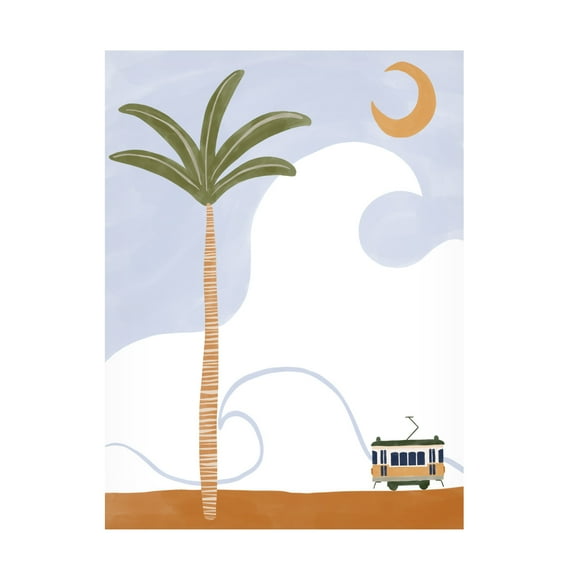 Trademark Fine Art Ivy Green Illustrations Little Tram On Beach Canvas Wall Art