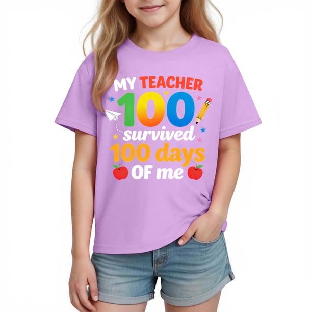 Tops de Manga Corta Linda con Impresión Gráfica para Niños Niños Y Niñas, Tela Suave Transpirable para la Temporada Escolar, Juego Informal