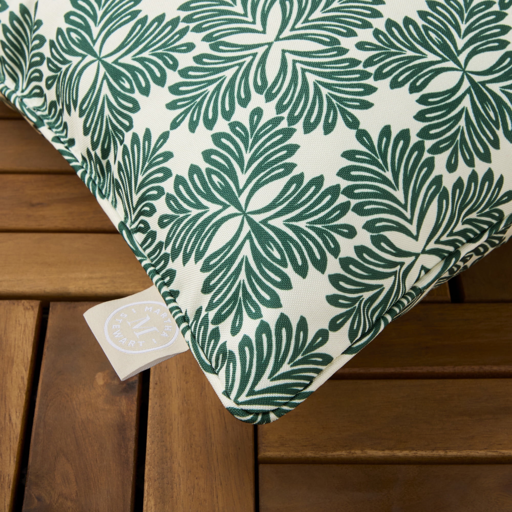 MARTHA STEWART Tulum Indoor Outdoor Decorative Lumbar Pillow 2-Pack Set, UV Fade Resistant, Water Repellent, Printed Modern Design, Green, 11"x18"