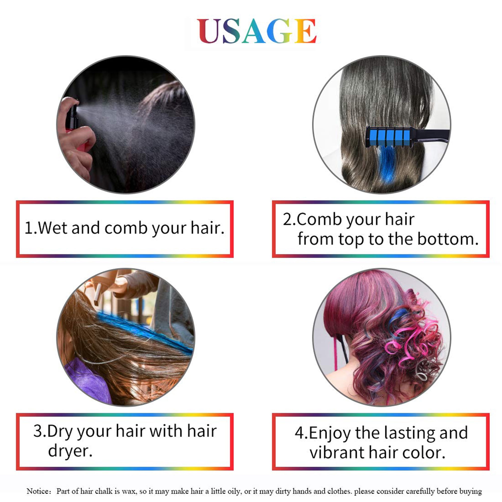 Temporary Color Hair Chalk for Girls,Temporary Bright Washable Color for Kids, Hair Chalk Comb , Hair Chalk Salon Gift for Girls Age 4 5 6 7 8 9 10+ Set of 6 Temporary Color Hair Chalk for Girls,Temporary Bright Washable Color for Kids, Hair Chalk Comb , Hair Chalk Salon Gift for Girls Age 4 5 6 7 8 9 10+ Set of 6