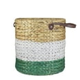 thumbnail image 4 of Northlight Braided Wicker Basket with Handles - 16" - Beige, White and Teal, 4 of 5