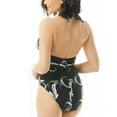 thumbnail image 3 of Carmen Marc Valvo Women's Black Printed Deep V-Neck O-Ring One-Piece Swimsuit, 3 of 4