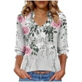 thumbnail image 2 of Jsaierl Womens 3/4 Sleeve Tops Casual V Neck Shirts Trendy Print Petite Blouses Classic Dressy T-shirts Top S-2XL, 2 of 6