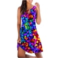 thumbnail image 2 of Robes d'Été Robe Femmes Décontractée Été en Vrac Imprimé Floral Réservoir Robe Creuse Plage Robe Sans Manches Violet XXL, 2 of 5