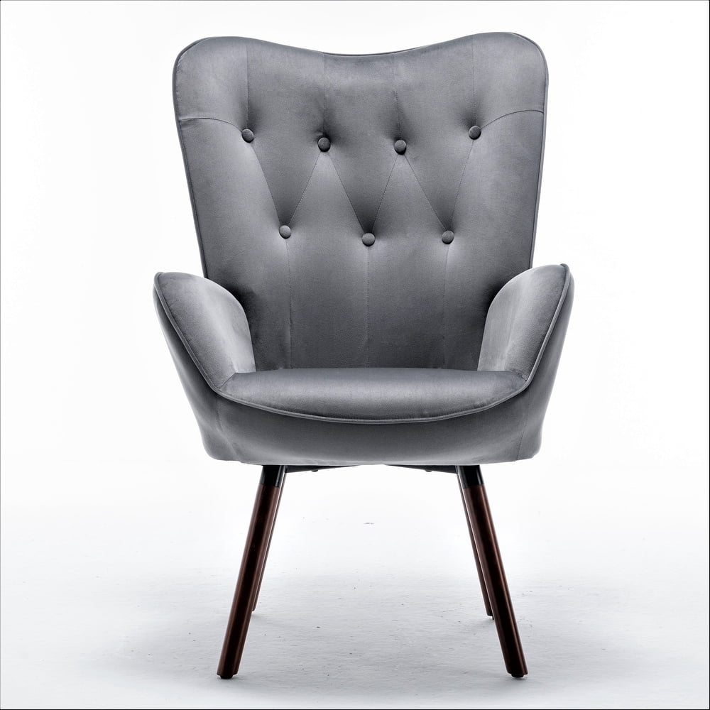 US Pride Furniture Kreedence 26.38" W Microfiber Wing Back Armchair, Gray