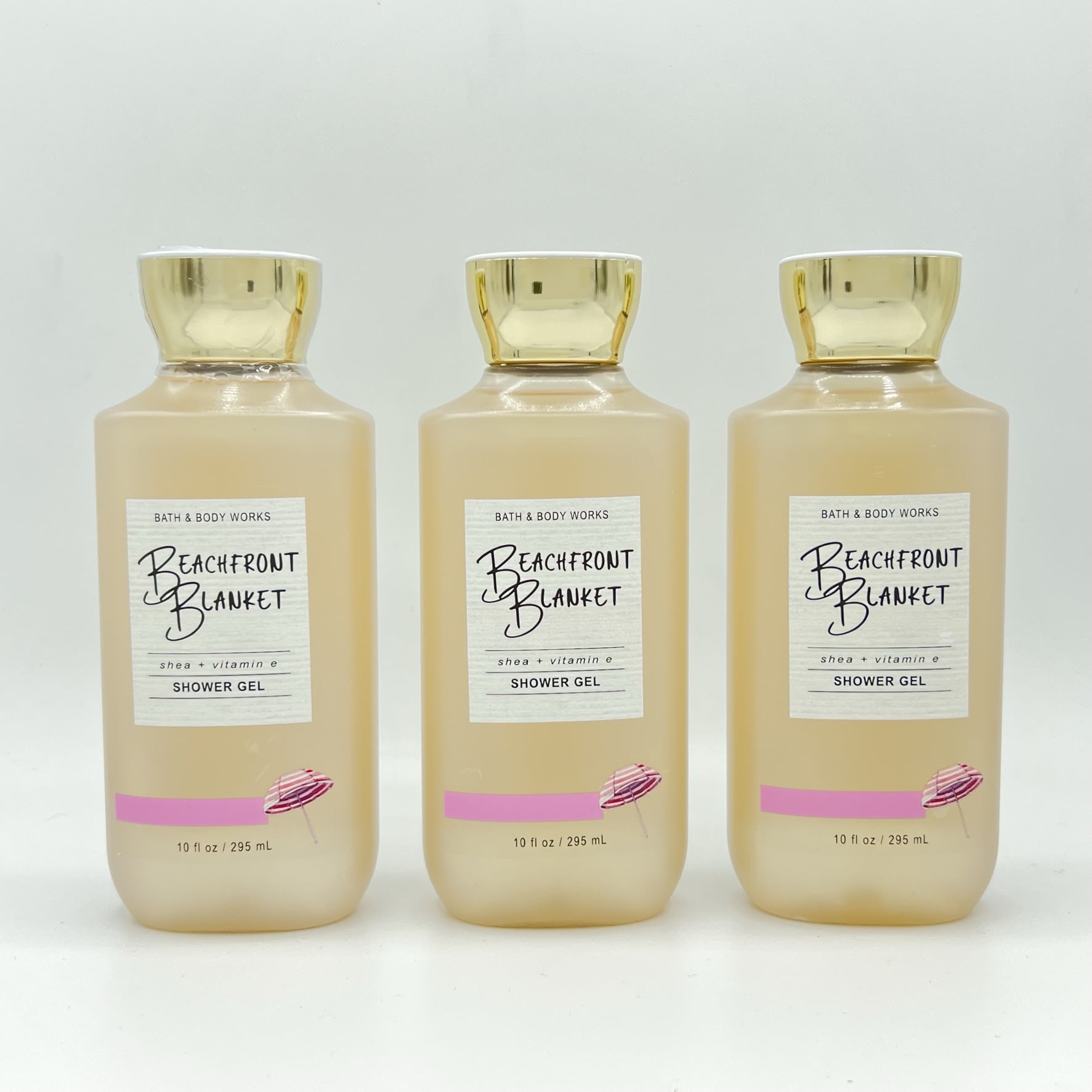 Bath & Body Works Beachfront Blanket 10oz Shea & Vitamin E Shower Gel 3-Pack