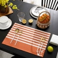 thumbnail image 3 of Orange Anchor Placemats Set of 6, Modern Nautical White Geometric Stripes Placemats for Dining Table, Place Mats for Kitchen Tabletop, Waterproof Wipeable Dining Table Mats Set, 3 of 9