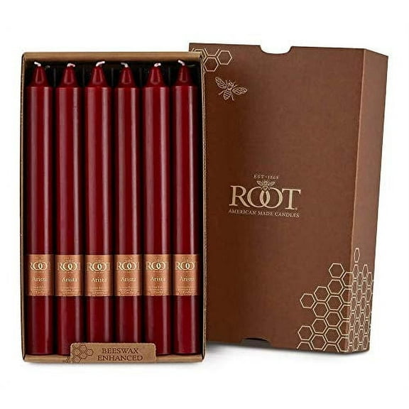 Root Candles Unscented Smooth Arista 9-Inch Dinner Candles, 12-Count, Garnet