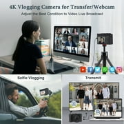 4K Digital Camera,16X Digital Zoom,64MP Front and Rear Camera for Photography and Video Autofocus Anti-Shake,Vlogging Camera with Ultra Bright Flash-Black